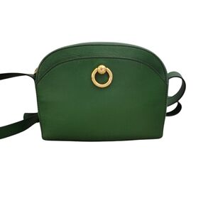 Celine Green Leather Crossbody with Gold Ring Detail